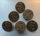 Six boutons Hesse Reproduction Vintage 3/4 pouces, Ton Or.