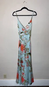 Lulus Still the One Sage Green Floral Print Satin Maxi Dress Size L - Picture 1 of 6
