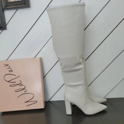 NWT Wild Pair  Eileenep Womens 9 Knee-High Bone Boots  Block Heel Pointed Toe - Image 1 of 4