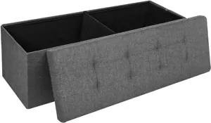 Storage Ottoman Bench Folding Chest Footrest Stool MDF Frame Lid Dark 43" - Picture 1 of 4