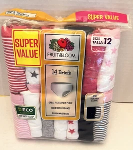 Fruit Of The Loom Girls Underwear 14 Briefs Multicolor Assorted Cotton Size 12 - Picture 1 of 3