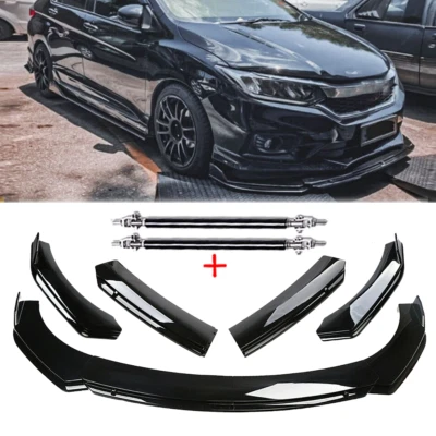 Front Bumper Lip Body Kit Spoiler Splitter Glossy Black For Honda City 2010-22 Foto 1 de 4
