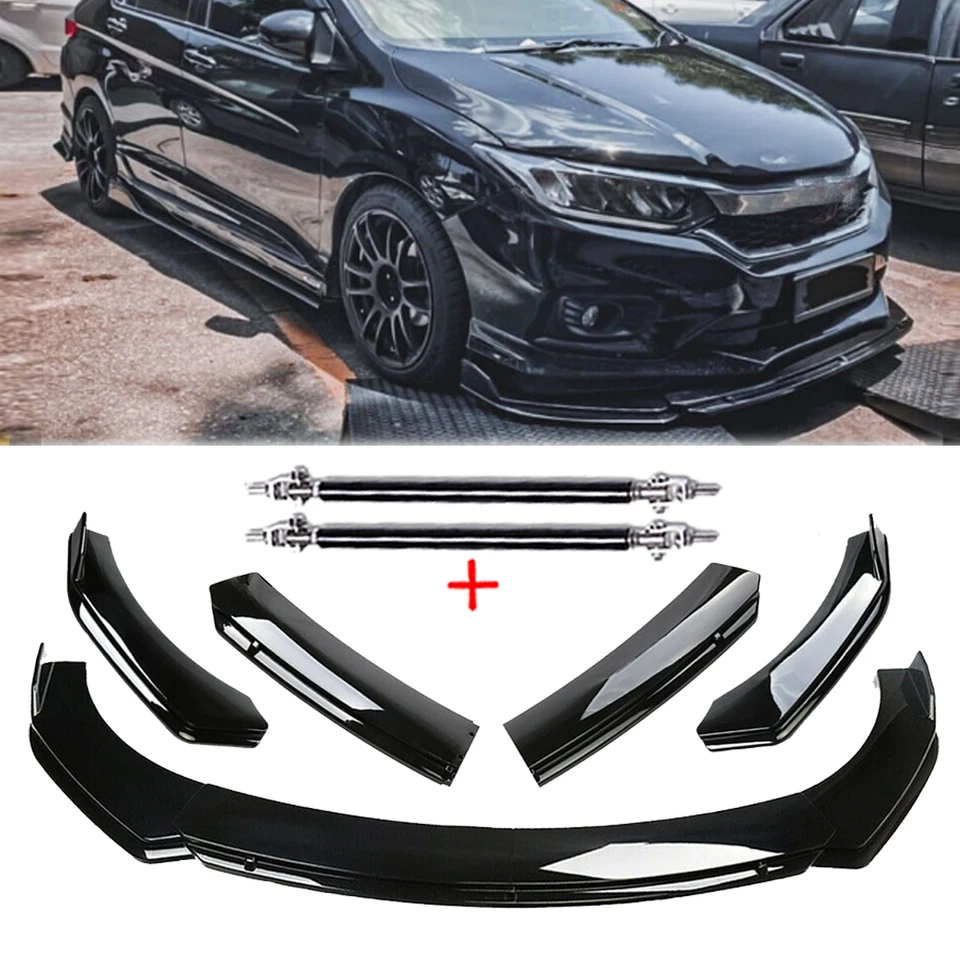 Front Bumper Lip Body Kit Spoiler Splitter Glossy Black For Honda City 2010-22 Foto 1 de 4