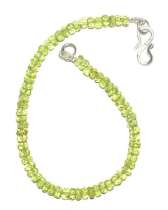 Brazalete de piedras preciosas de peridoto verde natural 4-5 mm cuentas facetadas redondas 6" G-5 - Imagen 1 de 6