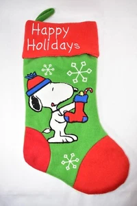 SNOOPY LARGE FELT CHRISTMAS STOCKING 19" LONG 7" WIDE - Picture 1 of 6