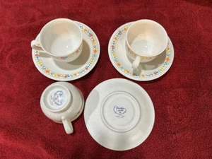 3 ea Tea Cups with Saucers Noritake Versatone Happy Talk Excellent Japan - Picture 1 of 1