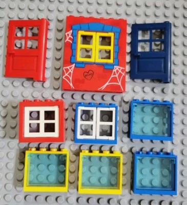 Lego Windows Frame 1x4x3 With 1x2x3 Pane Doors City House Building 9 Pcs - Image 1 of 3