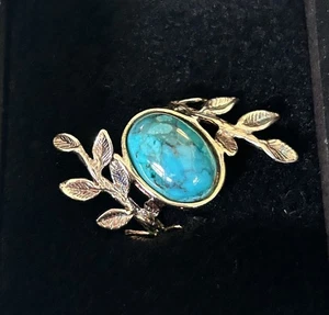 Türkis Blatt Gold/Sterlingsilber Ring Gr. 9 Noa Zurman NEU J19 - Bild 1 von 15