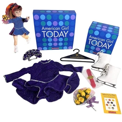 American Girl Patinaje sobre Hielo Estrella Conjunto y Equipo Pleasant Co Patines Flores Pasadero Foto 1 de 4