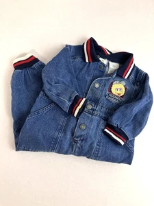 Vintage Sesamstraße Big Bird Denim Mechaniker Anzug Baseball 24 Monate Y2K - Bild 1 von 14