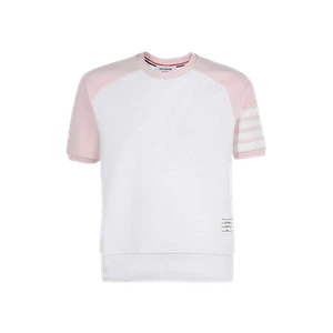 Thom Browne Cotton Ottoman Rib 4-Bar Saddle Short Sleeve Sweatshirt Light Pink - Picture 1 of 2