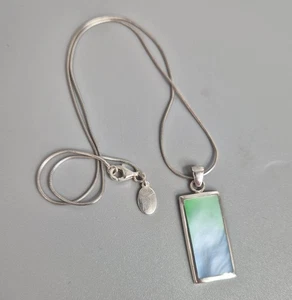 Blaues Perlmutt & 925 Sterling Silber Anhänger Halskette & 925 Silber Kette - Bild 1 von 3