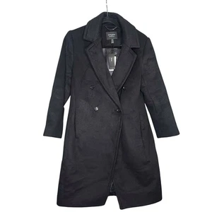 Abrigo Banana Republic The Timeless XS Petite Negro Mezcla Lana Doble Pecho - Imagen 1 de 6
