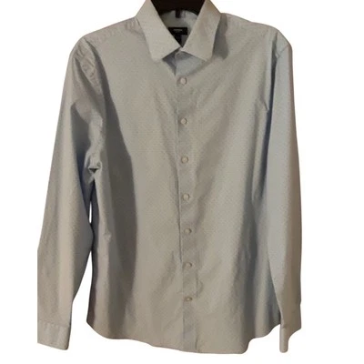 Camisa EXPRESS SLIM 1MX Azul Patrón de Puntos Manga Larga Con Botones Para Hombres Grande Usada en Excelente Condición Foto 1 de 4