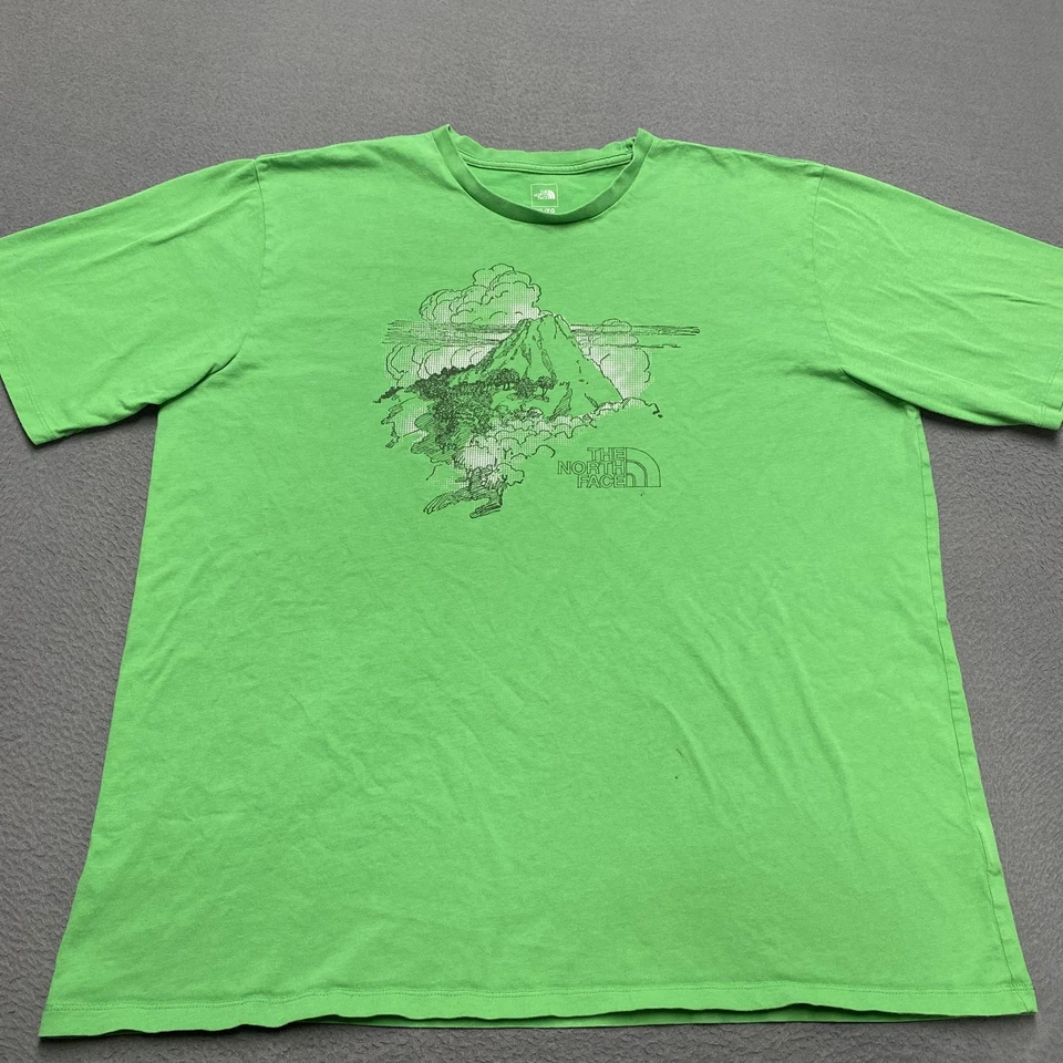 Camisa North Face Para Hombres XL Verde Montaña Gráfico Aire Libre Senderismo Camiseta Primavera 2012 Foto 1 de 4