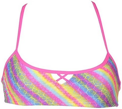 Top de bikini Arena para mujer Rulebreaker Bandeau Be, Paparazzi multi rosa, XS Foto 1 de 4