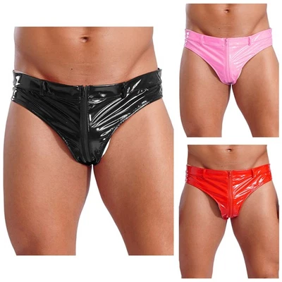 Men Thong Crotch Knickers Metallic Briefs Adult Underpants Bikini Underwear PVC - Image 1 of 4