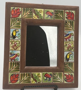 Tropical Themed Hand Painted Mosaic Tiled Mirror 8.5 x 7.5” - Picture 1 of 6