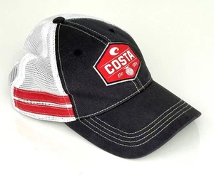 Costa Del Mar Azul Marino Blanco Malla Camionero Gorra Snapback Parche Rojo Pesca - Imagen 1 de 17