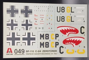 Italeri | No. 049 | 1:72 Bf 110 C Zerstörer Decals - Picture 1 of 1