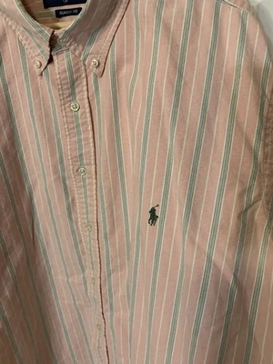 VTG RALPH LAUREN Mens Sz 3XB Cotton Striped Button Down Sport Shirt Pink Polo - Image 1 of 4
