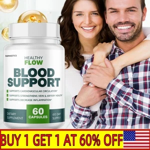Healthy Flow Blood Support, Cardiovascular Circulation - 60 Capsules~ - Picture 1 of 14