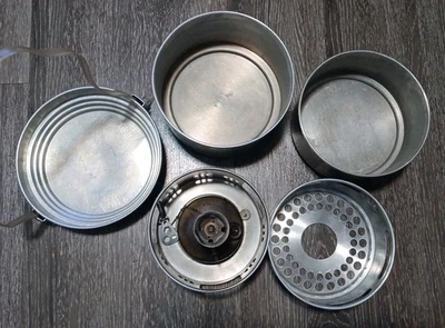 Fogão de acampamento vintage latão SVEA 123 mochila com chave e panelas, feito na Suécia - Imagem 1 de 4