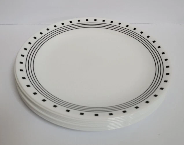 Corelle Corning City Blocks Set of 8 Dinner Plates White/Black  - Image 1 of 1