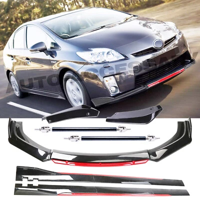 Kit de carrocería alerón labial parachoques delantero para Toyota Prius + faldón lateral negro brillante + rojo Foto 1 de 4