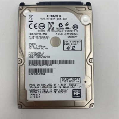 HITACHI 750GB 2.5IN SATA300 5400RPM HDD 0J20013 - Image 1 of 4
