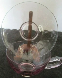 HEISEY YEOMAN PAT HAWTHORNE PURPLE CUP (4 3/4"W) & SAUCER(6"W) SET (5 AVAILABLE) - Picture 1 of 3