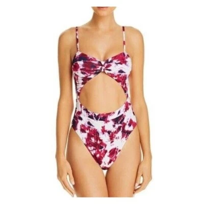 Traje de baño AQUA de una pieza talla pequeña acuarela estrella rosa recortado corbata frontal Foto 1 de 4