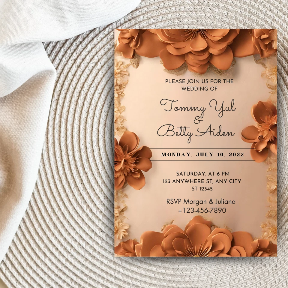 Burnt Orange Invitation | Digital Invitation | Printable Wedding Invitation - Image 1 of 4