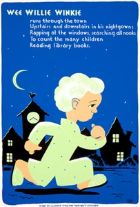 Wee Willie Winkie - Children Reading Books - 1940 - WPA Poster - Picture 1 of 1