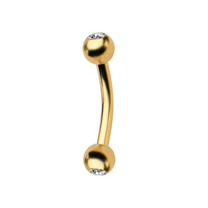 16G Eyebrow Ring Anodized Gold Curved Barbell Clear CZ Gem Tragus Piercing - Picture 1 of 8