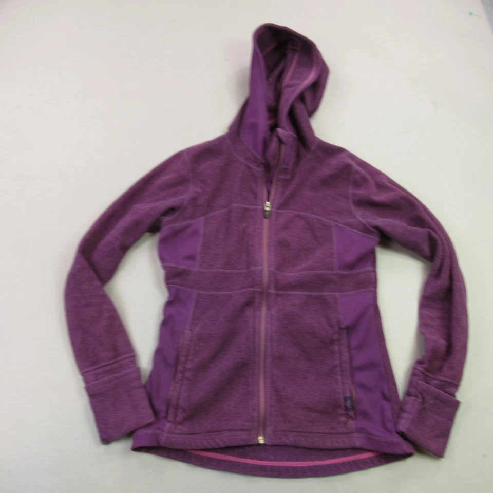 Chaqueta Prana Mujer Pequeña Cremallera Completa Manga Larga Exterior Ligera Púrpura Con Capucha Foto 1 de 4