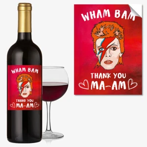 #1058 ETIQUETA DE BOTELLA DE VINO David Bowie Wham Bam Cumpleaños Día de la Madre Divertido Rudo - Imagen 1 de 2