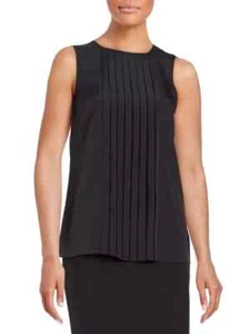 Authentic MICHAEL MICHAEL KORS Petite Pleated Front Panel Top Black MSRP $69.50 - Picture 1 of 4