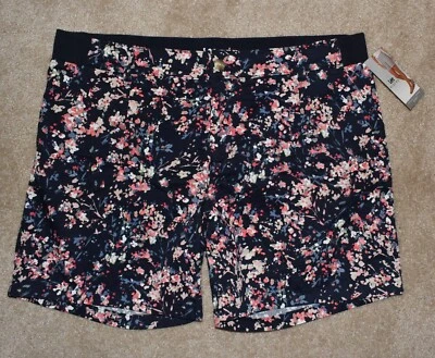 New Womens Lee Riders Shorts 20 M Blue Floral Chino Mid Rise Cotton Stretch - Image 1 of 2