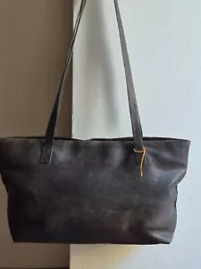 Vintage Lee Sands Gray Water Buffalo Leather Shopper Shoulder Women's Tote Bag - Picture 1 of 24