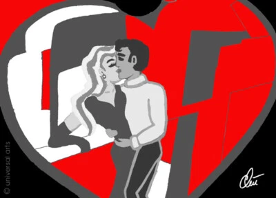 JACQUELINE DITT - Tender Kiss ltd. ACEO Druck Grafik Miniatur ger.sign. Kuss - Bild 1 von 3