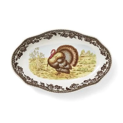 Spode Woodland Turkey Pickle Dish | Perfect for Thanksgiving Table - Image 1 of 4