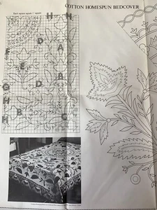 Embroidery Motifs Cotton Homespun Bedcover Taken From The Witte Memorial Museum - Picture 1 of 6