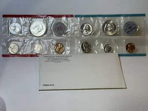 1963 P. AND. D. UNC. MINT SET WITH OGP AND AUTHENTICITY BUTTON ( 60 Yrs OLD ) - Picture 1 of 24