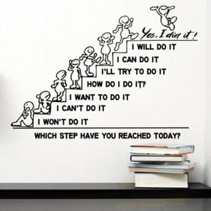 Motivation Wall Decals Quote Which Step Have You Reached Today Office Sticker - Picture 1 of 7