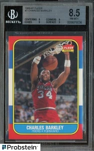 1986-87 Fleer Basketball #7 Charles Barkley 76ers RC Rookie HOF BGS 8.5 - Picture 1 of 2