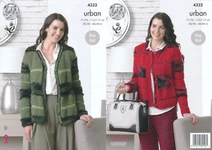 Knitting Pattern Womens Cardigan Urban King Cole 4332 Easy Knit Long Sleeved - Picture 1 of 5
