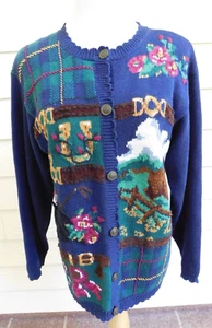 Jantzen Classics Large Knit Embroidered Horse Back Riding Horse Cardigan Vintage - Picture 1 of 10