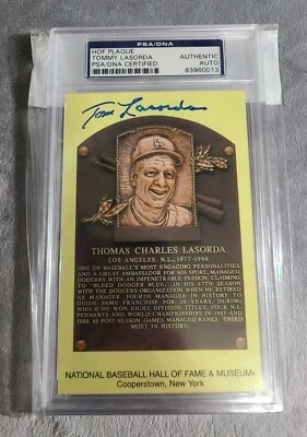 Tommy Lasorda Signed Plaque PSA DNA Dodgers Blue sharpie - Image 1 of 4
