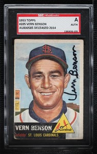 1953 Topps Vern Benson #205 SGC Authentic Authentic Auto Rookie RC